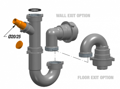 LIRA ''P'' Trap for Waste Disposer / Single Bowl Sink